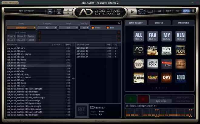 EZDrummer MiDi Library For Addictive Drums 2